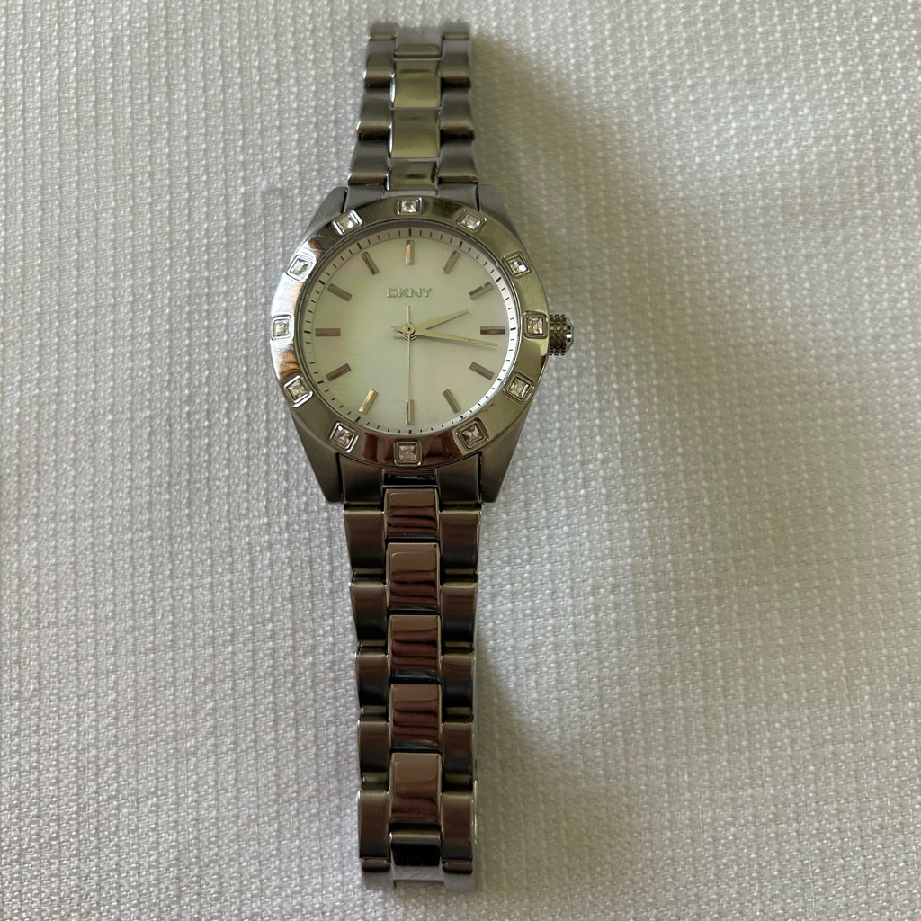 Dkny Silver Bracelet Watch With White Face